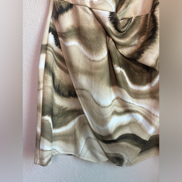 NWT ASOS Beige Blurred Marble Stripe Off One Shoulder Structured Mini Dress 14 - Picture 4 of 12